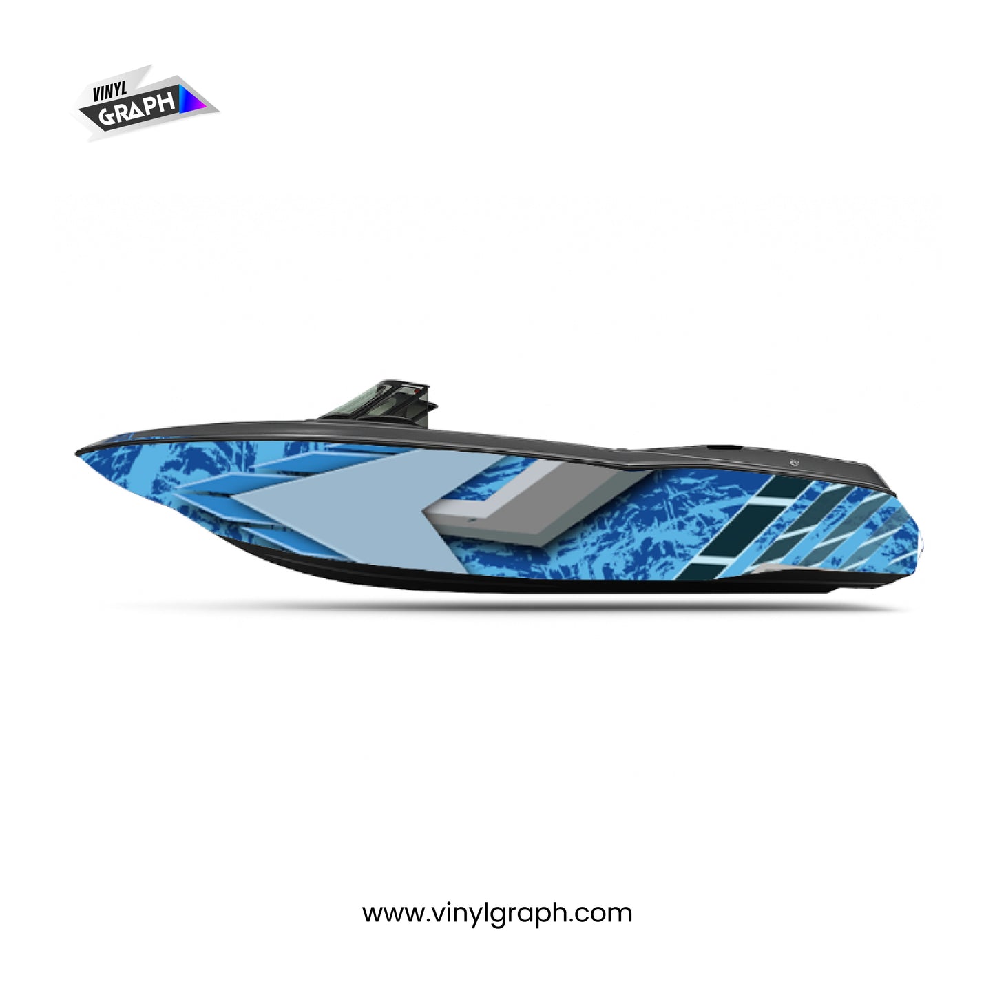 Blue Velocity Marine Full Wrap Design – Dynamic Arrow Graphics | VinylGraph