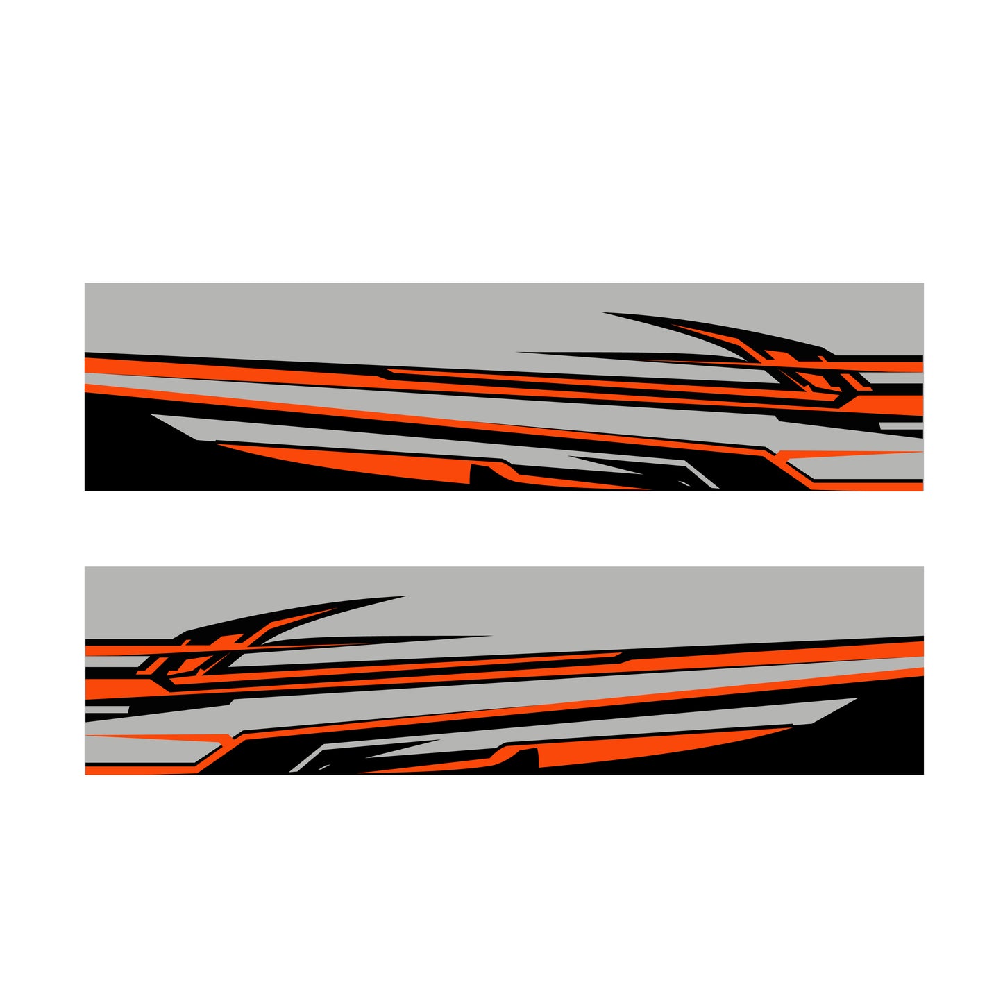 High-Performance Boat Full Wrap Design – Orange & Black Speed line Graphics