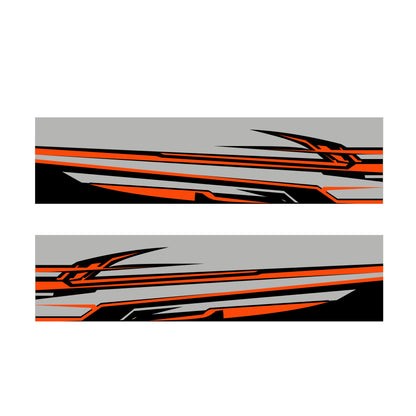 High-Performance Boat Full Wrap Design – Orange & Black Speed line Graphics